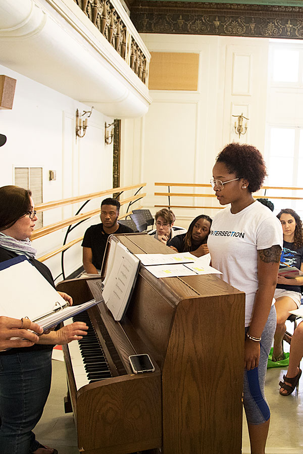Photograph of Baltimore School for the Arts theatre students practicing singing