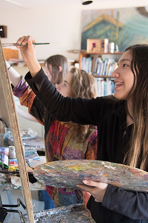 Photographs of Baltimore School for the Arts students painting