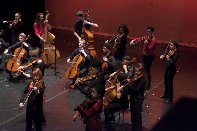 Baltimore School of the Arts students performing onstage