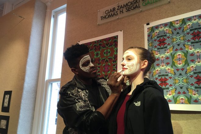 Image of Baltimore School for the Arts students doing makeup