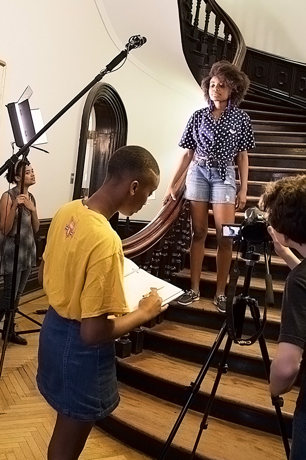 Photographs of Baltimore School for the Arts film students in action