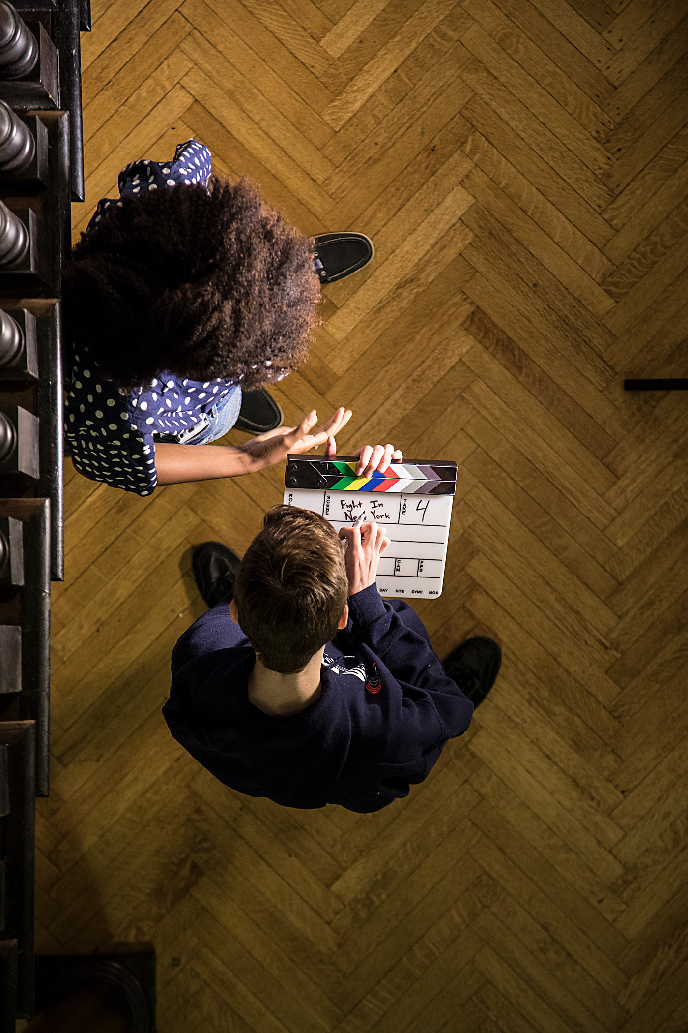 Photograph of Baltimore School for the Arts students working on a film project