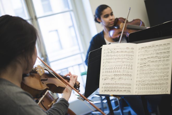 Image of Baltimore School for the Arts students playing instruments