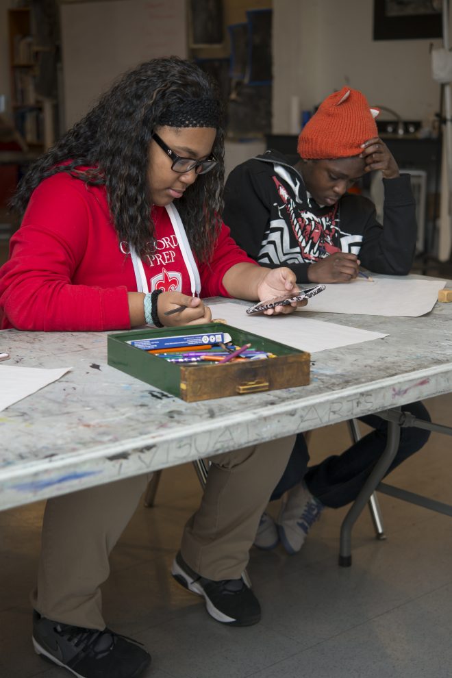 Image of Baltimore School for the Arts students studying