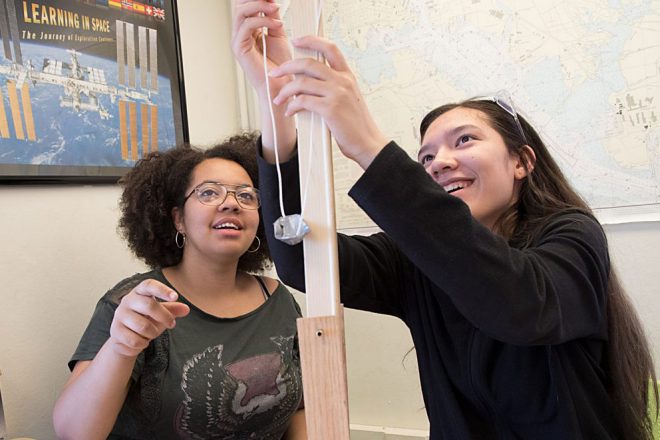 Photograph of BSFA students building a project