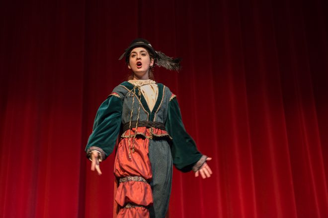 Image of a Baltimore School for the Arts student performing on stage