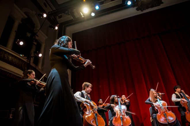 Image of Baltimore School for the Arts students performing on stage