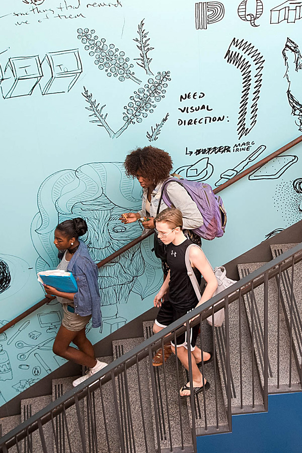 Image of Baltimore School for the Arts students walking down the steps